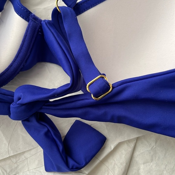 - NWT Kenneth Cole Halter Underwire Bra Swim Bikini Top 32C Deep Purple Blue - Picture 5 of 13